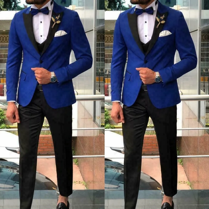 

Men's Suits Slim Blazers Groom Suits For Men's Royal Blue Wedding Tuxedo Vests Formal Wear Suits 3 PCS Slim Fit Suits For Men