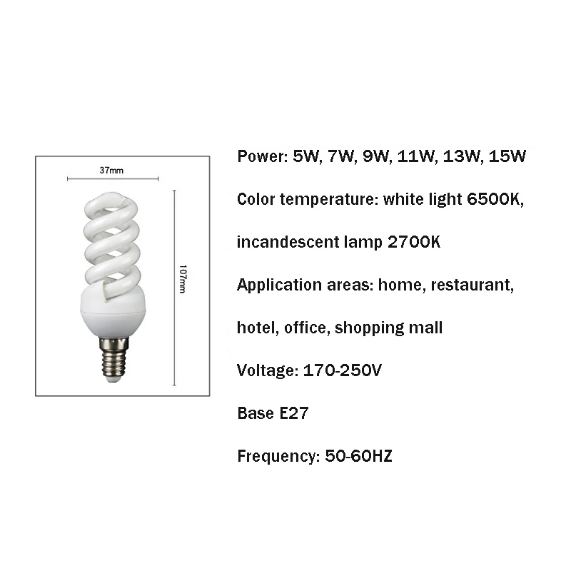 

Three Primary Color Energy-saving Lamps E27 E14 5W 7W 9W 11W 13W 15W Spiral Tube Energy-saving Lamps Fluorescent Lamps