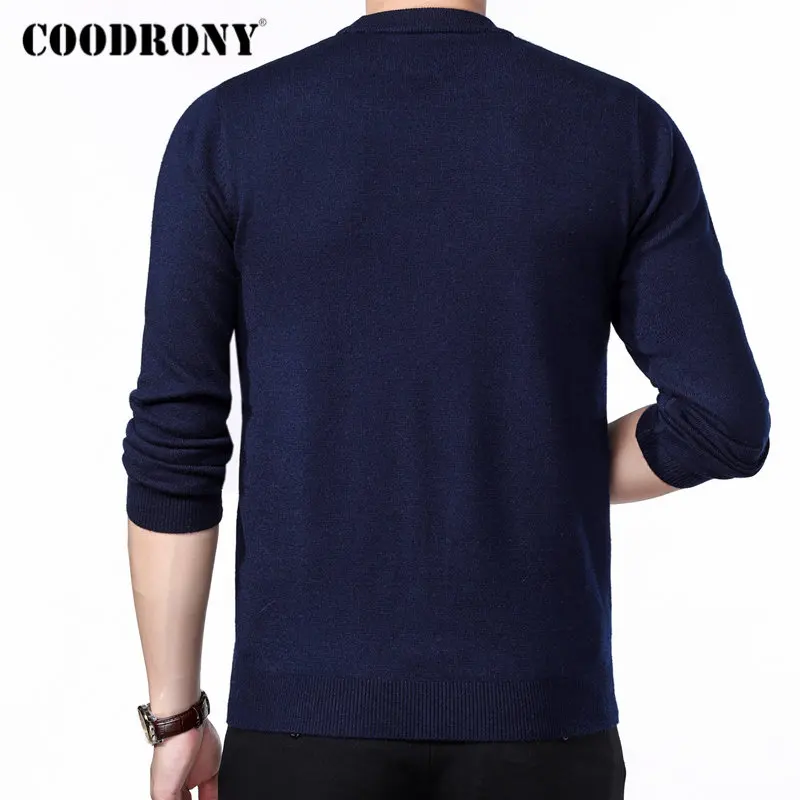 Бренд COODRONY, мужской свитер, Осень-зима, толстый, теплый, Pull Homme, Классический Повседневный пуловер с круглым вырезом, мужской кашемировый шерстяной трикотаж 91109