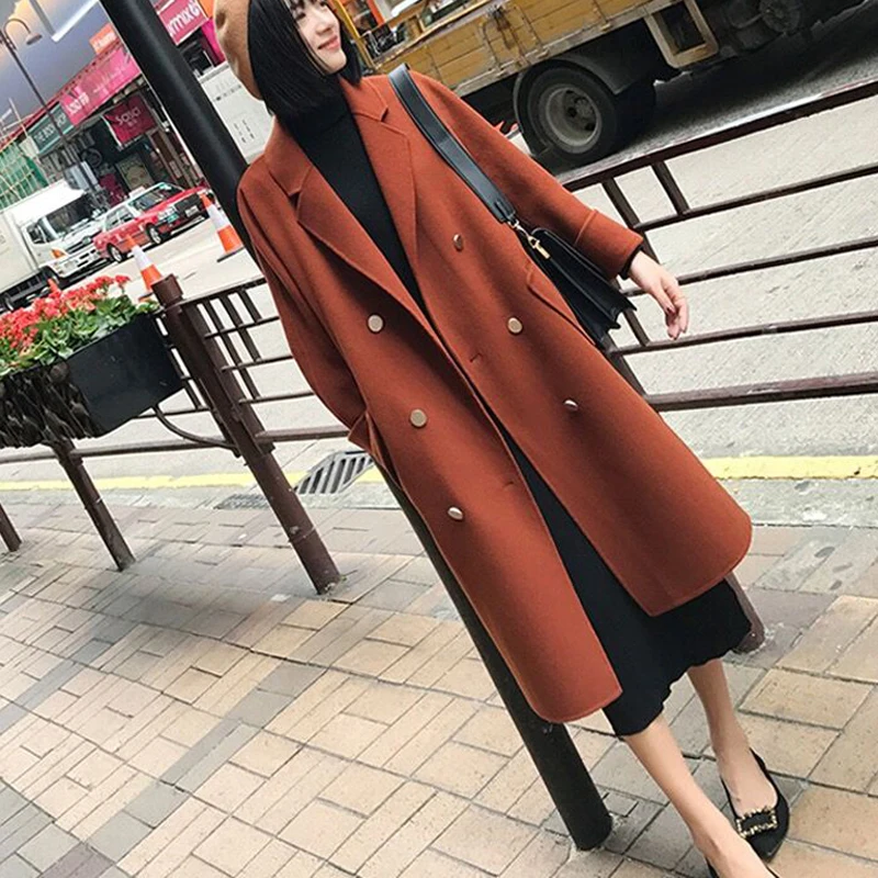 BGTEEVER двубортное женское шерстяные пальто с отложным воротником зимнее толстое