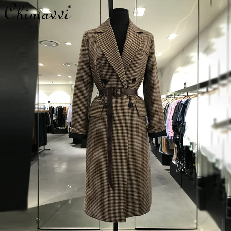 

Women Winter Casual Long Woolen Coat 2021 Autumn Korean Double Breasted Loose Overcoat Femme Long Sleeve Wool Jacket