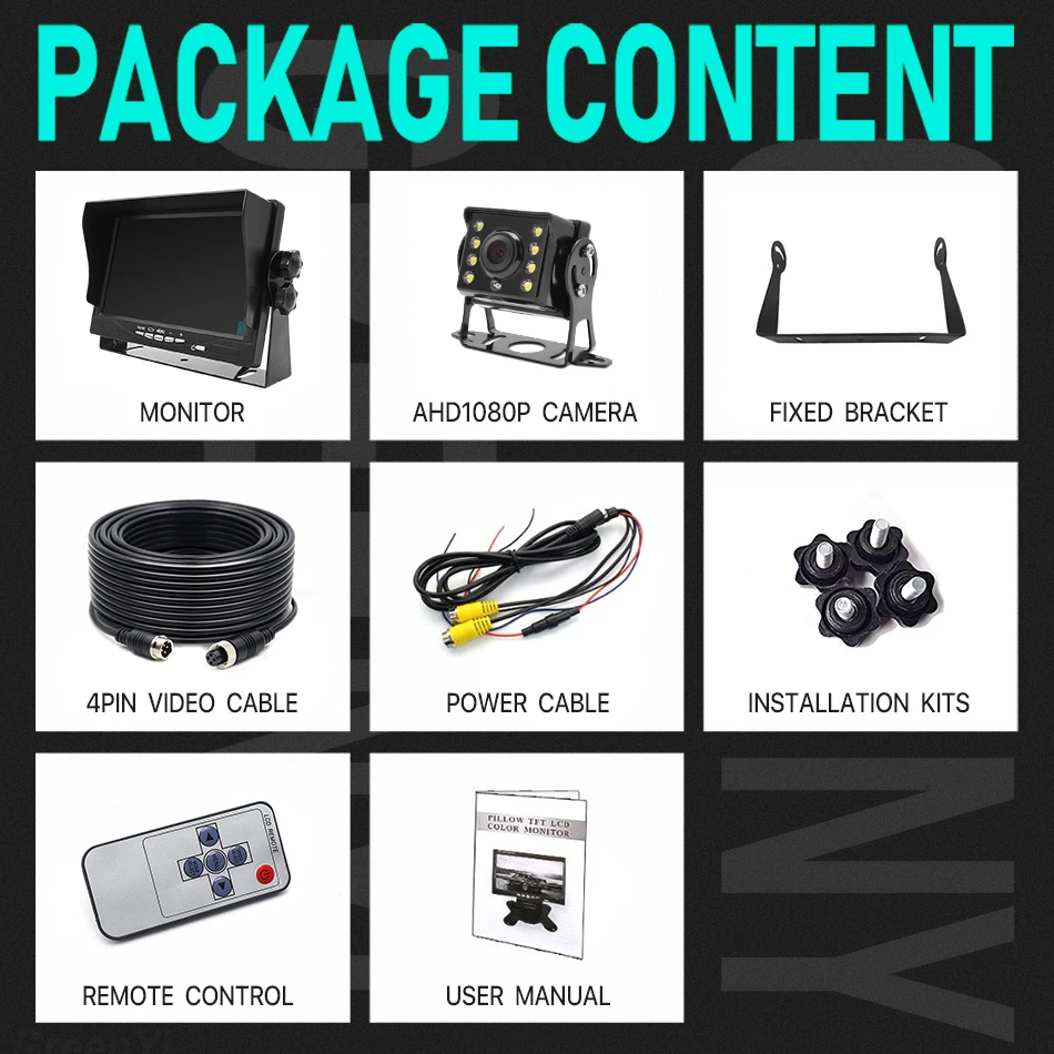 $50.95 GreenYi High Definition AHD 1920*1080 Truck Backup Starlight Night Vision Camera 7 inch Car Reverse Monitor For Bus Vehicle