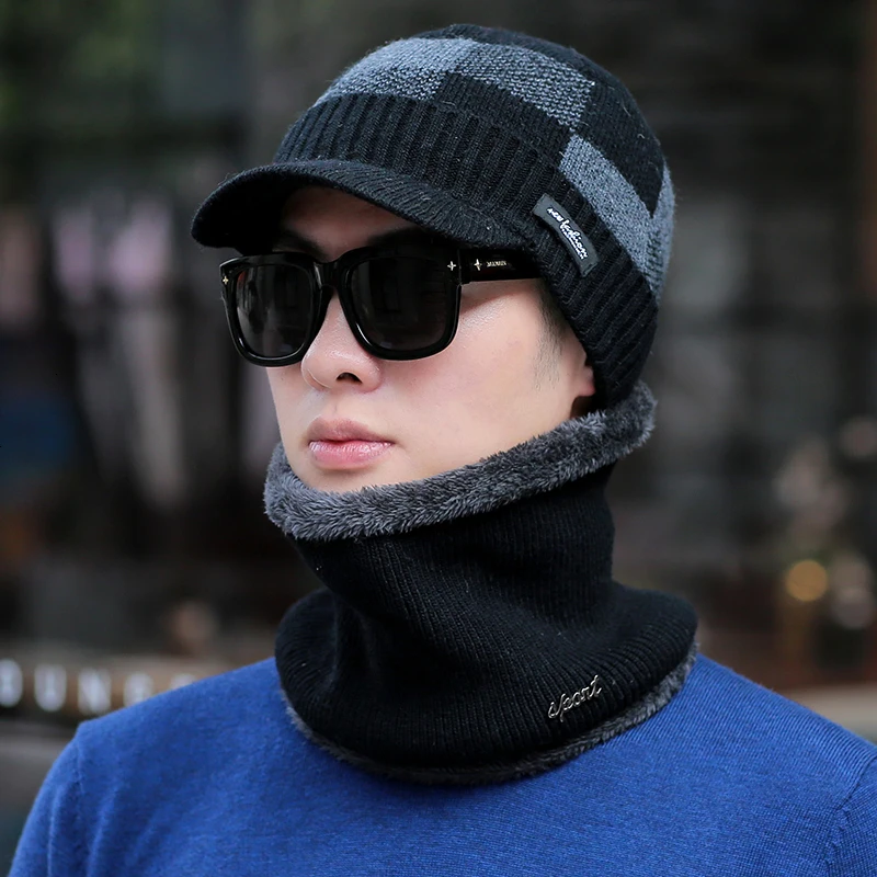 Шапки Skullies мужские зимние шапки для мужчин шарф вязаная шапка женская зимняя шапка мужская Homme Gorro Bonnet бейсболка s