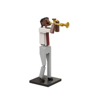 moc diy bricks musical instrument trumpeter creativy education blow the horn instrument building blocks toys for children gfit