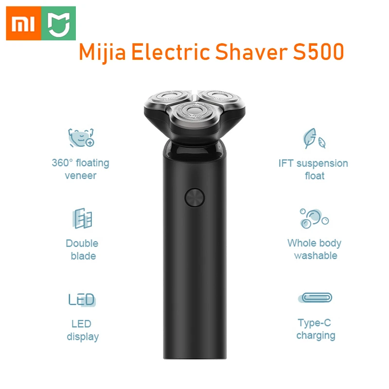 

Xiaomi Mijia Electric Shaver S500 IPX7 Waterproof Men's Shaver Trimmer Wet and Dry Comfortable Cleaning with LED Display