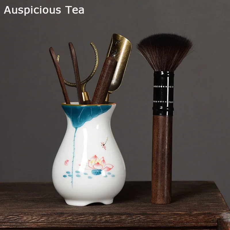 

Hand Painted Ceramic Tea Ceremony Bottle Black Sandalwood Six Gentlemen Suit Kung Fu Tea Set Accessories Tea Making Tools Gift