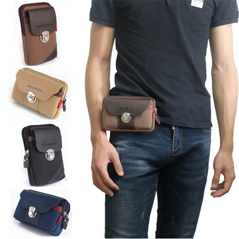 Men's Waist bag Diagonal Bag Canvas Material British Casual Retro Style High Quality Design Multifunctional Large Capacity