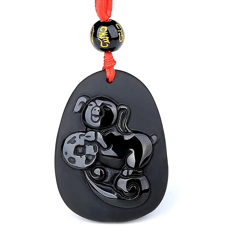 Ожерелье из натурального черного обсидиана с бусинами ручная работа подвеска в