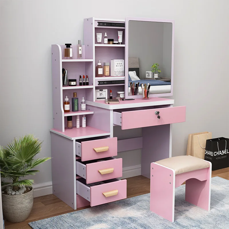 

New Modern Dressing Table Cabinet Dressing Cabinet Apartment Bedroom Vanity Desk with Light Mirror Girl Table