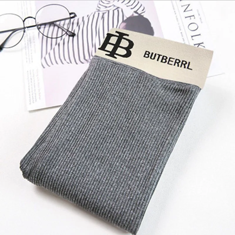 Light gray Весенние и осенние новые хлопковые леггинсы с вертикальными полосками, женские тонкие штаны с высокой талией большого размера - Цвет: Light gray