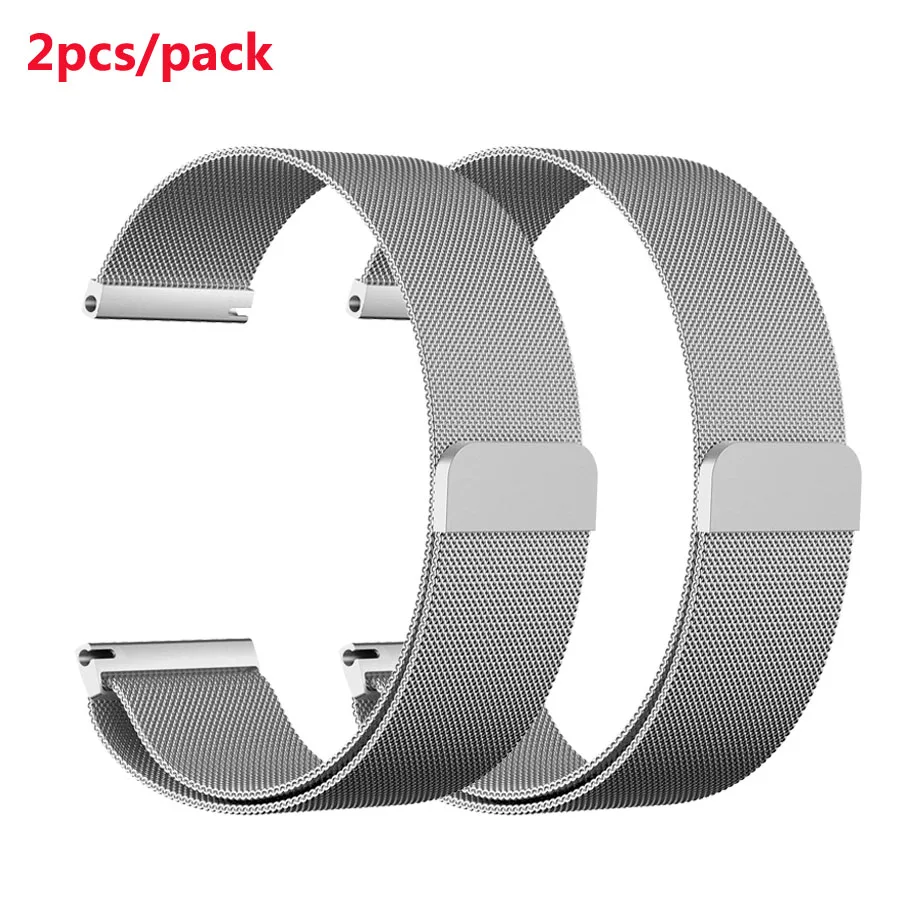 2 Silver 2 шт./упак. браслет для Huami Amazfit Bip Молодежные часы из нержавеющей стали сетчатый Браслет часы ремешок магнитный ремешок для часов на замену - Цвет: 2 Silver