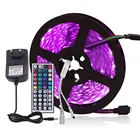 Цветная (RGB светодиодный полосы светильник s 1 м-5 м Дистанционное Управление 5050 светодиодный DC12V гибкая лента праздник декоративный Ночной светильник с адаптером селфи-Стик