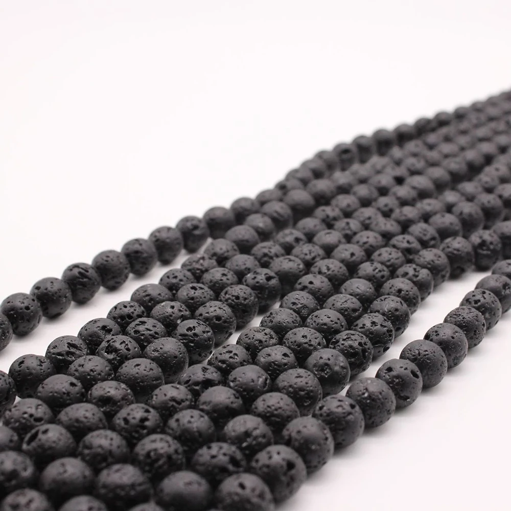 Бусины Из Черной Лавы камень для изготовления ювелирных изделий подвески из