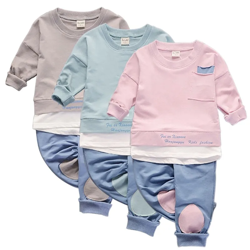 

Bobora Autumn Toddler Baby Clothes Long Sleeve Sets Kids Korean Style Shirt Tops + Casual Pants Suits Clothing Outwear 3 Colors