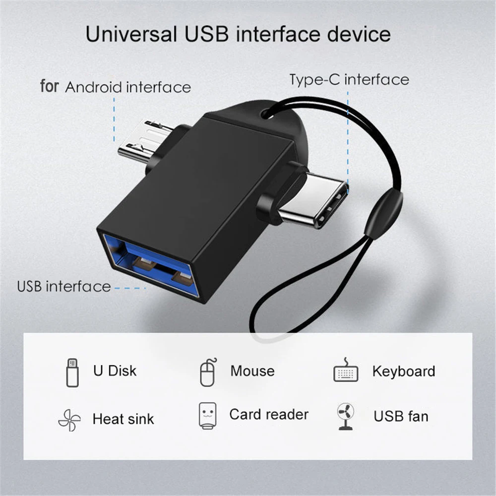 Адаптер OTG Type C 2 в 1 конвертер Micro USB 3 0 для флэш-накопителя мыши разъем Android