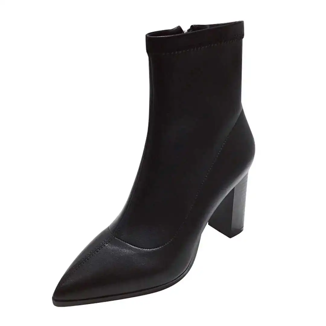 

2019 new pointed thick heel casual Martin boots, versatile and comfortable women's short boots