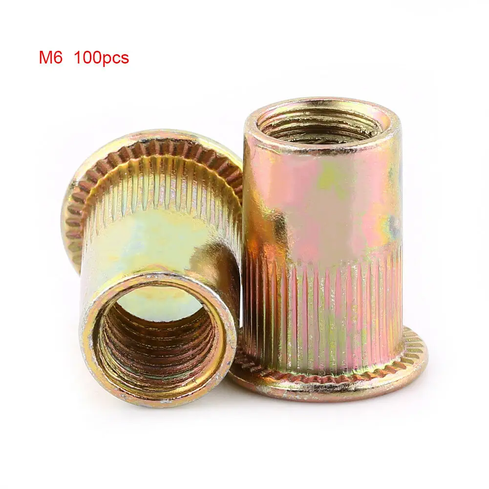 

Screw Rivet nut Fastener Tool Equipment 100pcs Insert Threaded Nutsert M6*15 Flat head