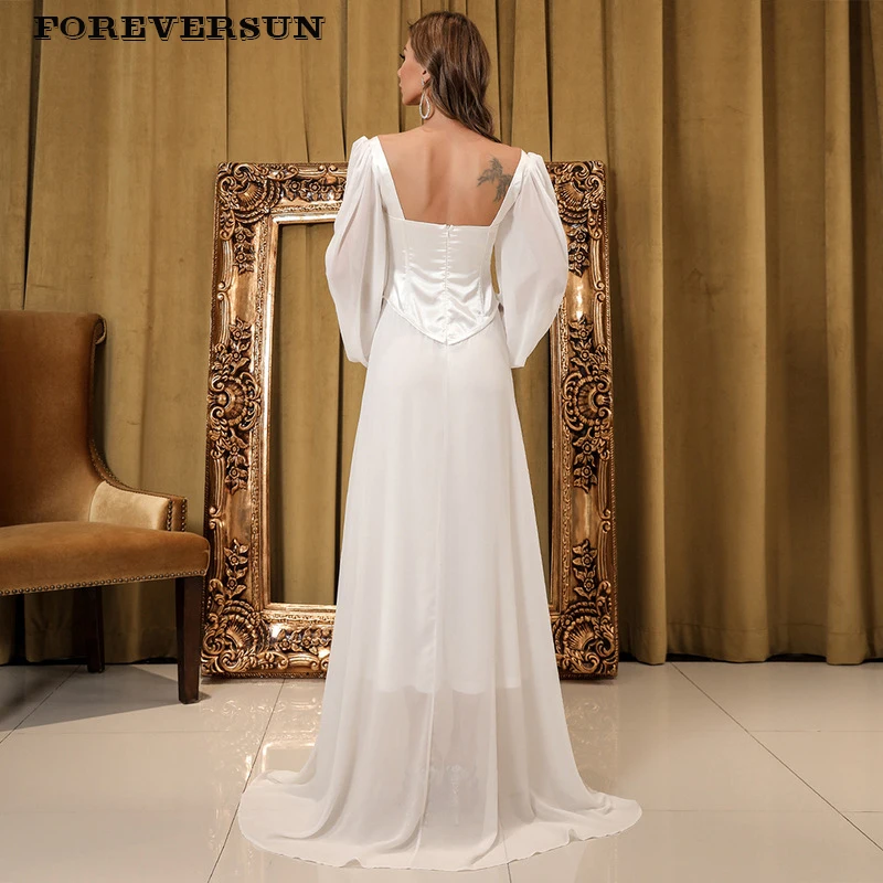

HF Free Shipping Wedding Party New Style Evening Celebrity Long Sleeve White Dress Women Elegant