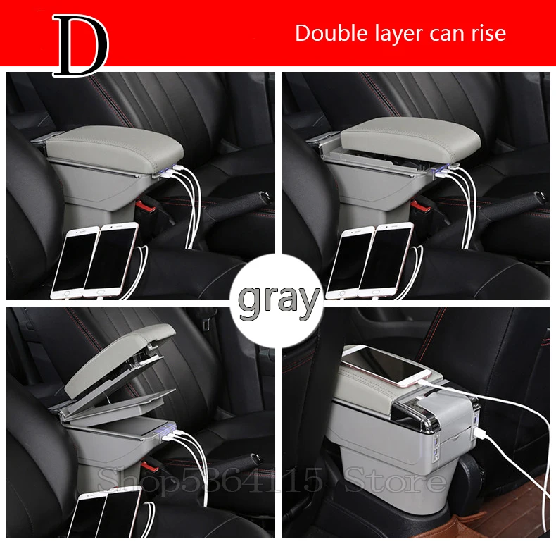 D gray For KIA Rio 4 Rio X-line Armrest Box Central Store Content Box Cup Holder Ashtray Interior Car-styling Accessories - Название цвета: D gray