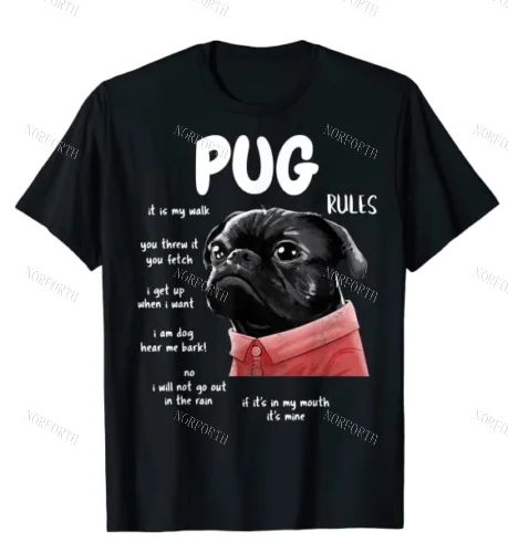 Милый Забавный черный Мопс Собака правила подарки мужчинам женщинам Детям