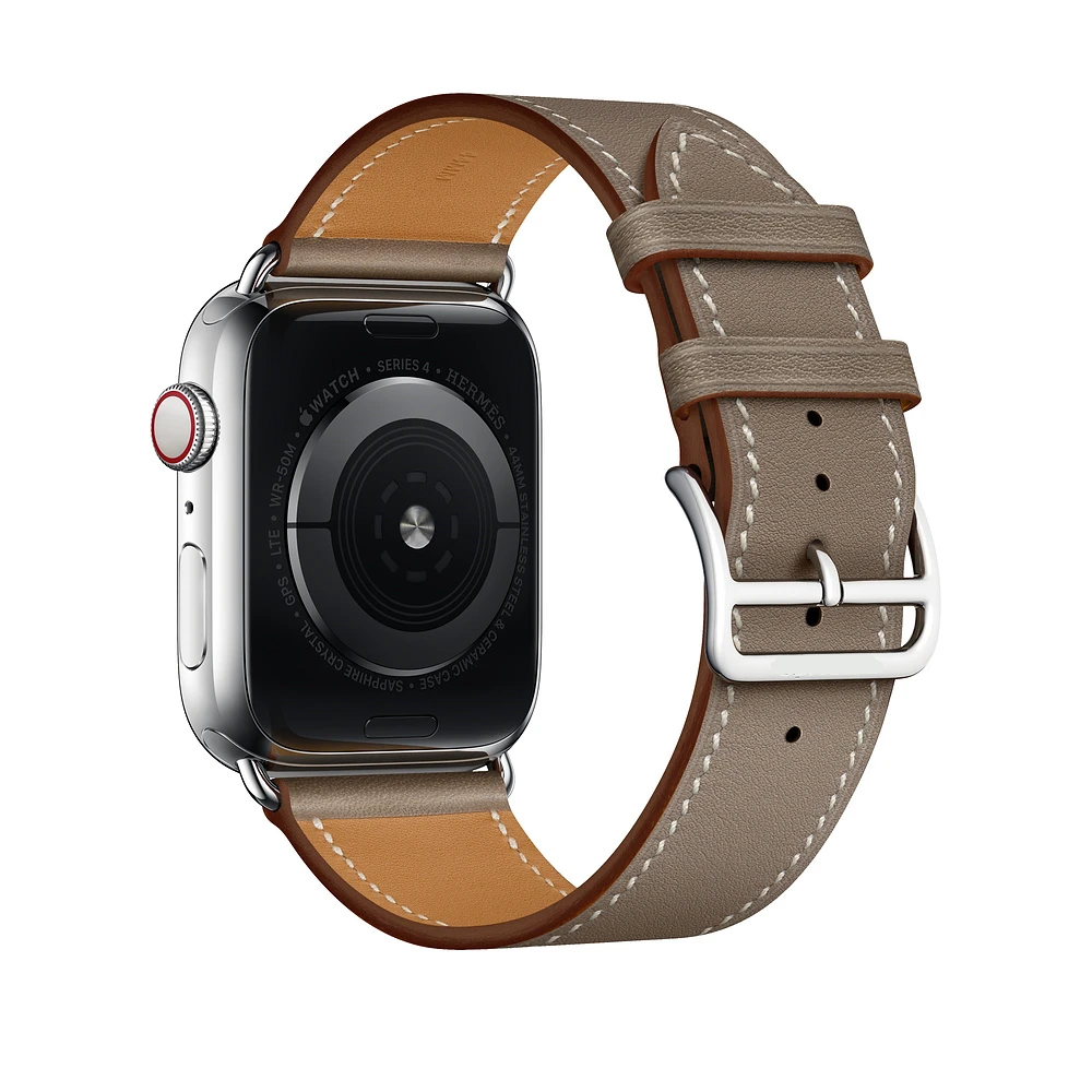 Etoupe Для Apple Watch Series 5 4 3 2 1 44/40/42/38 мм подолом логотип на застежка из кожи Swift двойной один за туром ремешок для наручных часов iWatch - Цвет ремешка: Etoupe