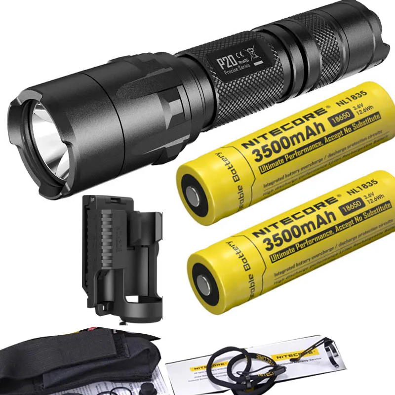 NITECORE P20 фонарик CREE XM-L2(U2) светодиодный Макс. 800 лм луч двойной переключатель задний светодиодный фонарь для спорта на открытом воздухе+ NITECORE NTH30B