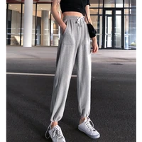 womens sport drawstring pants female fashion high waist ankle length jogging trousers ladies plus size casual straigth pants