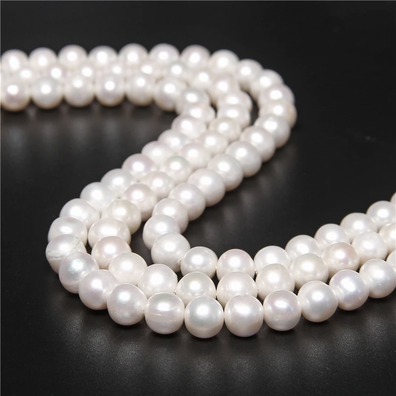 Натуральные Большие круглые жемчужные бусины белый натуральный жемчуг 10-11 мм