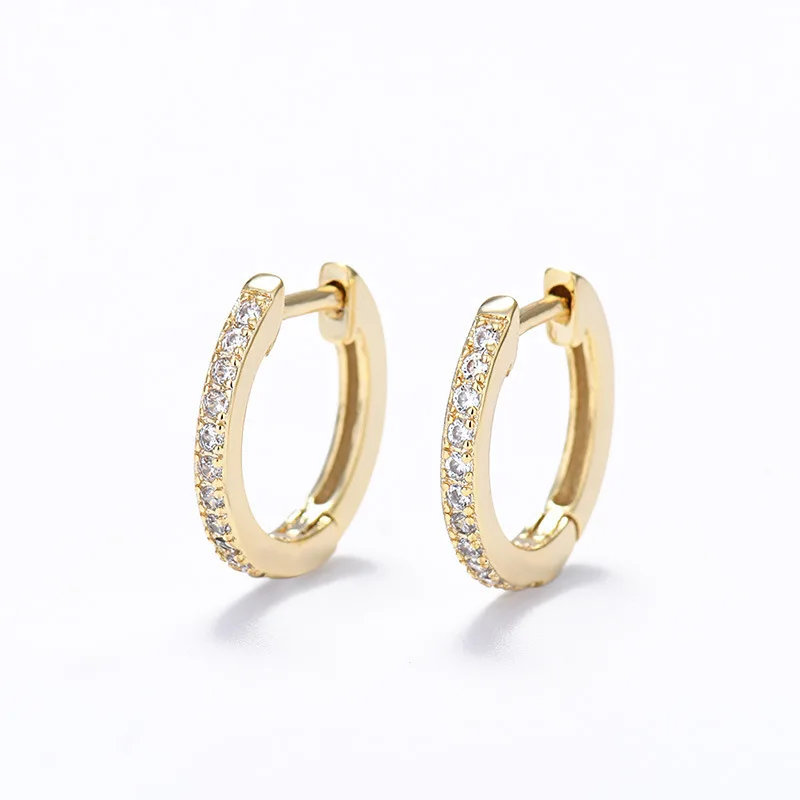 

Fashion Luxurious Zircon Earring Gold Hoop With Rhinestones Earrings For Women Girl Trendy Simple Ear Piercing Jewelry Party New