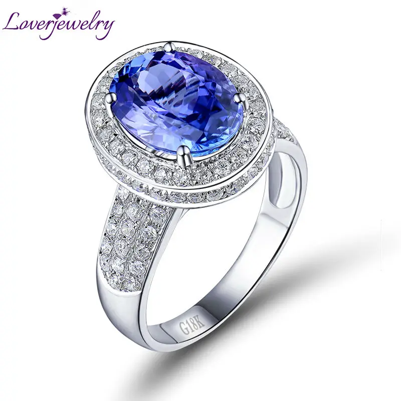

LOVERJEWELRY Amazing Rings Oval 9x12mm 18kt White Gold Diamonds AAA Tanzanite Engagement Lady Ring Good Quality Gemstone Jewelry