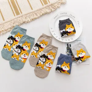 Носки женские хлопковые до щиколотки, милые Мультяшные носки с животными для девушек и женщин, 5 пар, весна-осень