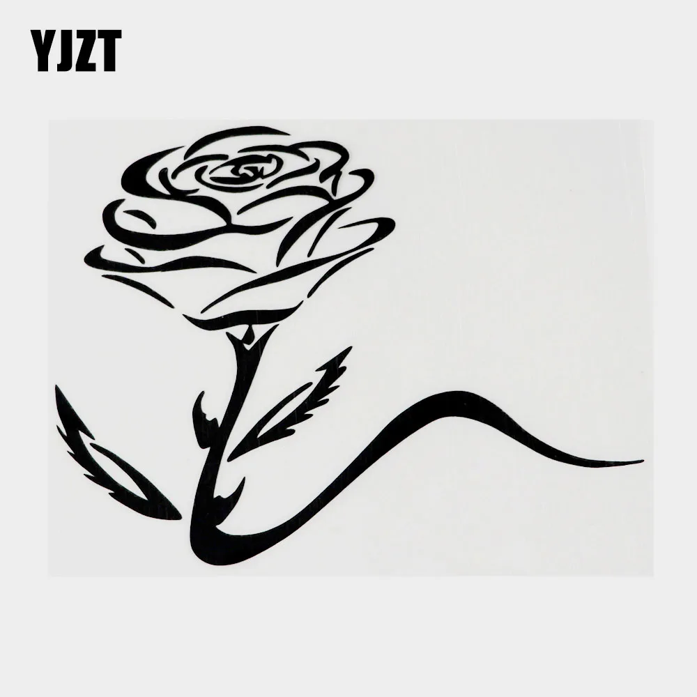 

YJZT 15 см × 11,2 см Виниловая наклейка на автомобиль с изображением танцующего растения цветка черного/серебряного цвета 18B-0129