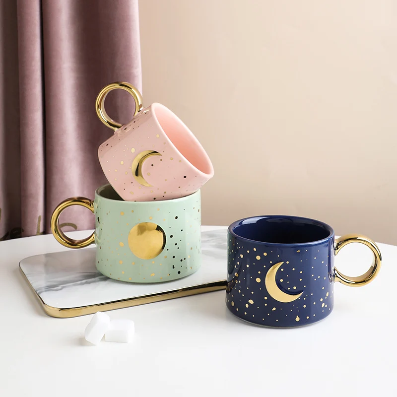 

300ml/420ml Ceramic Mug Starry Sky Coffee Cups Creative Office Water Cup Teacup Breakfast milk Cup Couple Mug