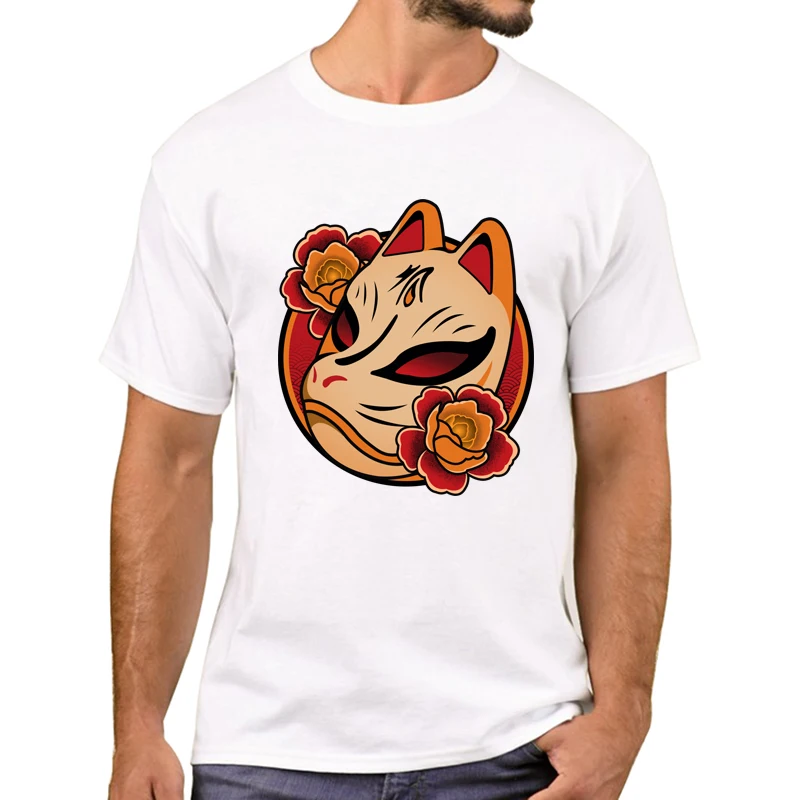 TEEHUB Heiße Verkäufe Vintage Japanischen Fuchs Männer T-Shirt Glück Kitsune Gedruckt T Shirts Kurzarm T-shirts Junge Harajuku T – Detail 2
