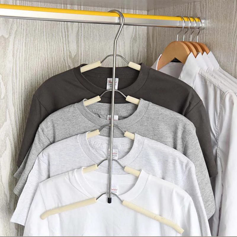 

Multilayer Hanger Fishbone Type Clothes Coats Storage Hangers Wardrobe Stainless Steel Sponge Skid-Proof Laundry Drying Racks