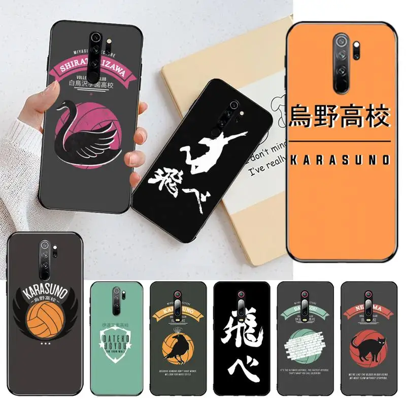 HAIKYUU! Мягкий силиконовый черный чехол Karasuno Nekoma Crest для телефона Redmi Note 9 8 8A 8T 7 6 6A 5 5A 4