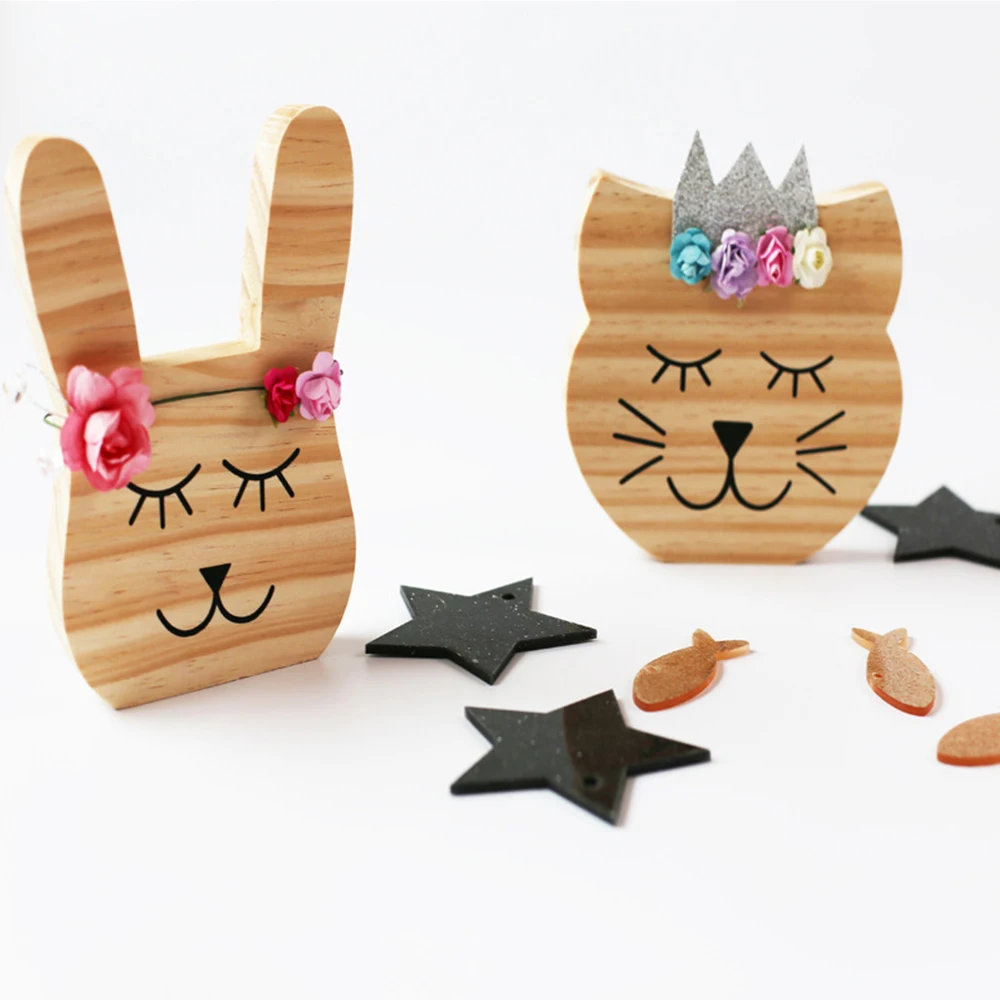 INS скандинавском Стиль твердой древесины настенное украшение в виде милых