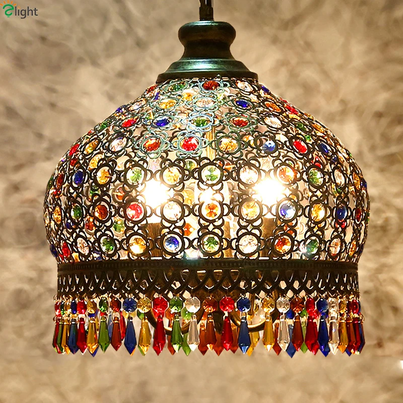 Богемные красочные хрустальные светодиодные люстры освещение для столовой