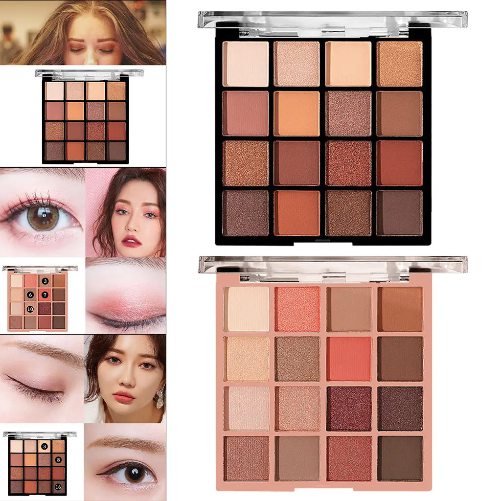 Eyeshadow Palette Earth Color 16 Eye Cosmetic Waterproof Make up Board Easy to Blend Shadow Powder Glitter Highlighter |