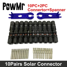 PowMr 10PC Solar Connector + 2PC ฟรี Spanner ชายหญิงสายเชื่อมต่อขั้วต่อปลั๊กสาย2.5/4/6.0mm2