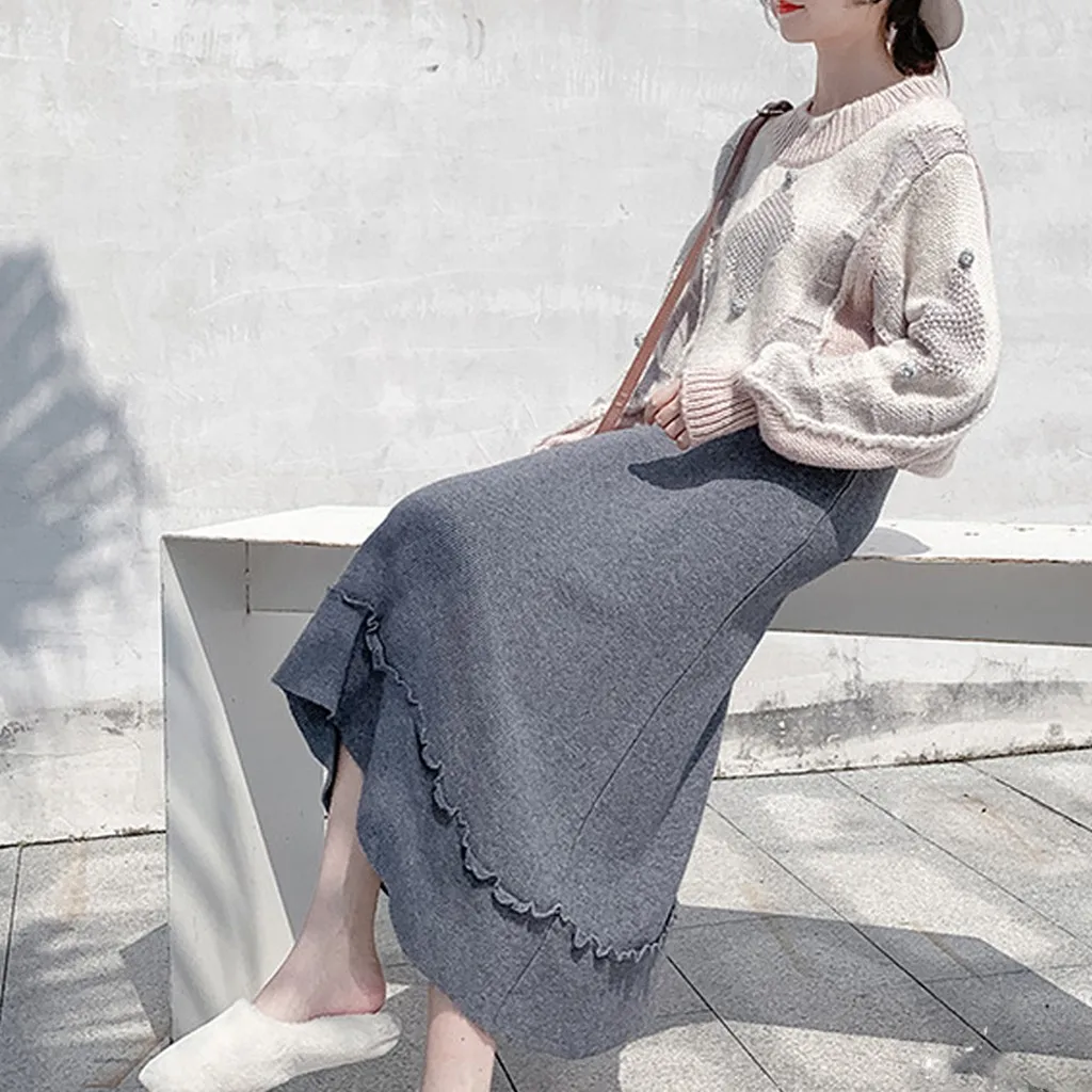Faldas mujer moda юбки женские элегантные свободные однотонные зимние юбки для отдыха Длинные женские юбки jupe femme saia midi