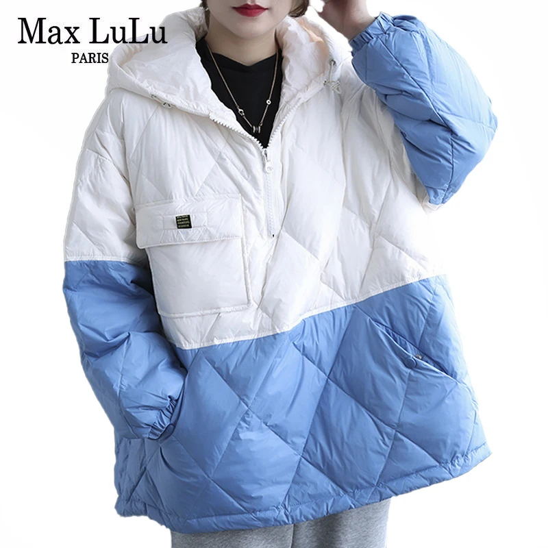

Женская Повседневная Куртка Max LuLu, свободная теплая куртка на утином пуху, модель 2021 года, зимние парки в европейском стиле с подкладкой и ка...