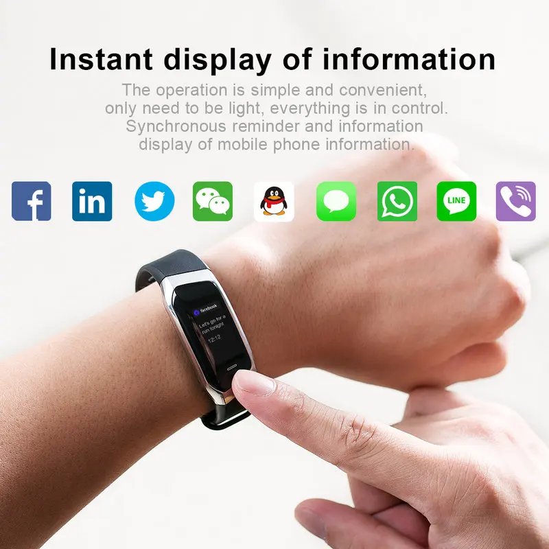 E18 Smart Bracelet Men IP67 Blood Pressure Heart Rate Monitor Sport Fitness Tracker Watch Women Wristband Android iOS | Электроника