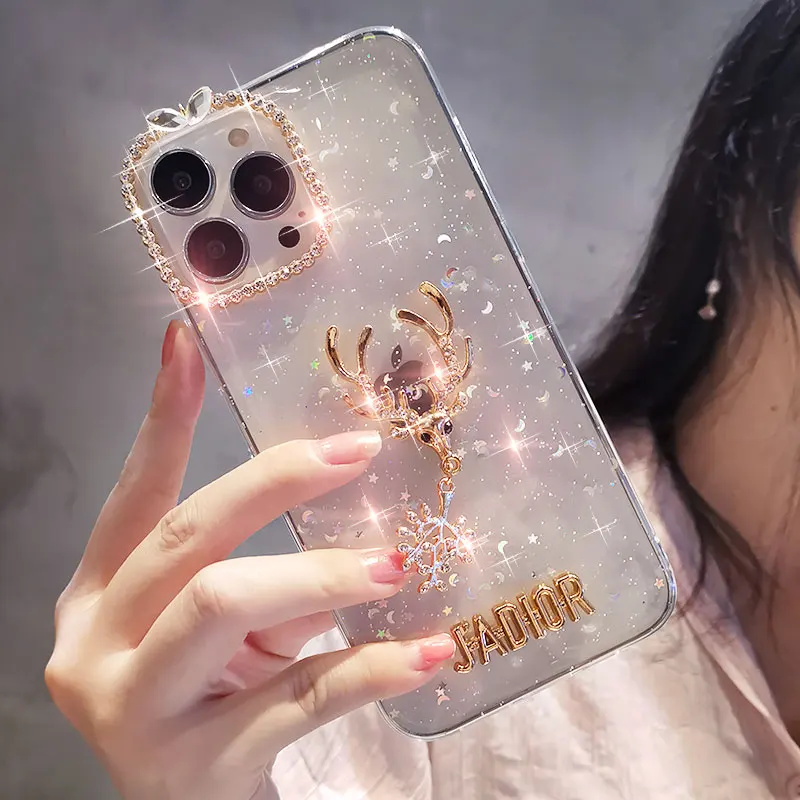 

Mobile phone case transparent diamond-studded For iPhone13promax Elk Luxury For iPhone13 all-inclusive anti-drop personality