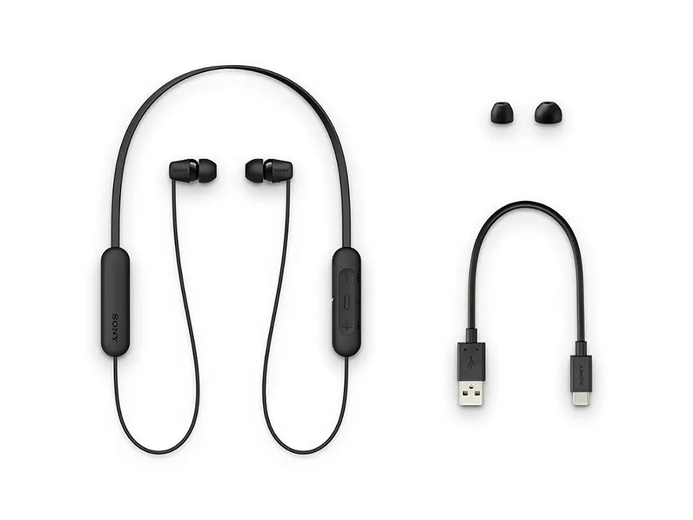 Оригинальные беспроводные наушники SONY вкладыши черный/белый (WIC200/W) с функцией Wi