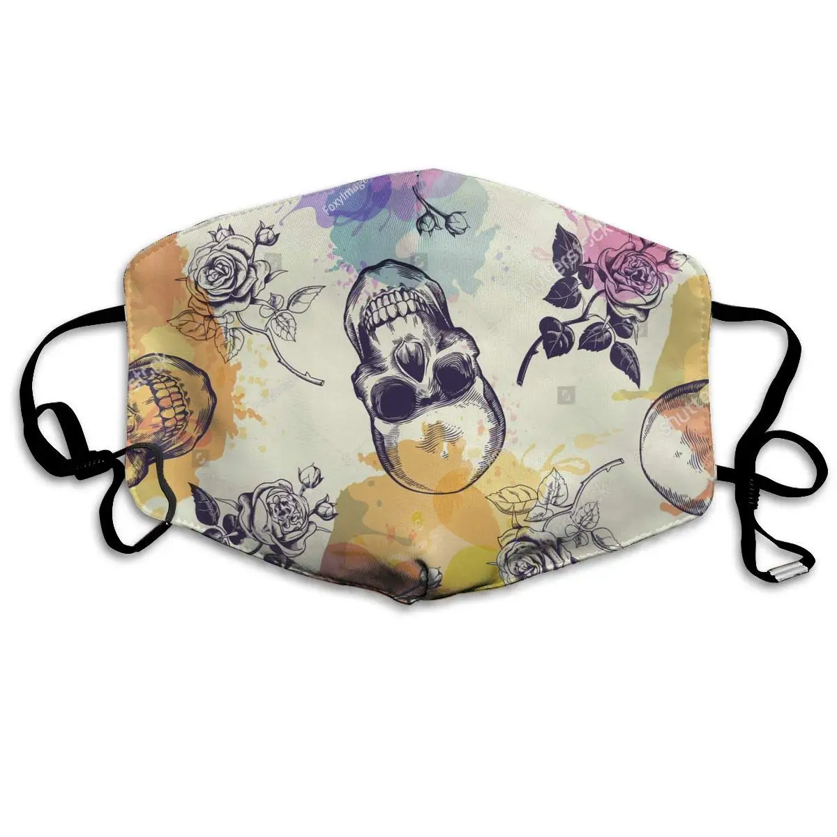 Пыленепроницаемая моющаяся многоразовая маска с рисунком черепов розовых