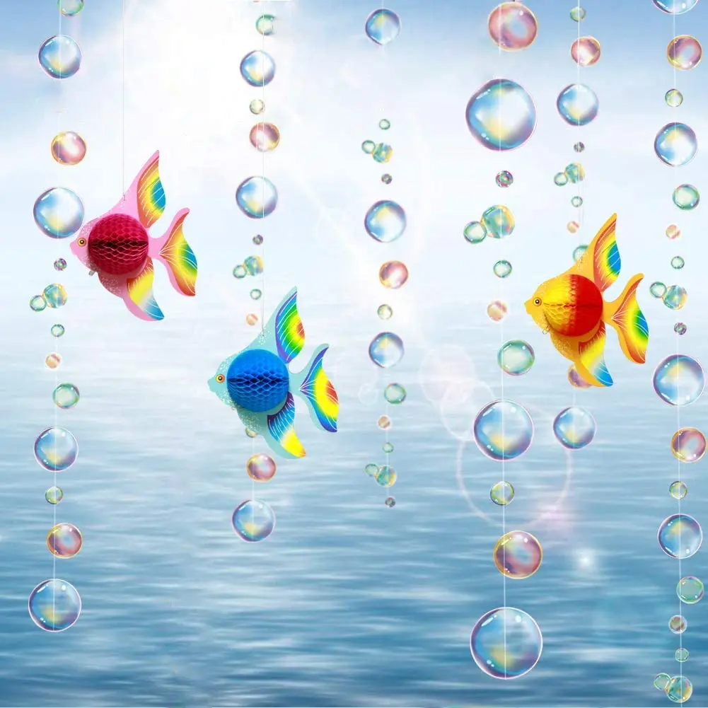 

Under The Sea 3D Colorful Tropical Fish Bubble Garlands Decorations Hanging Streamers Ocean Little Mermaid Birthday Party Decor