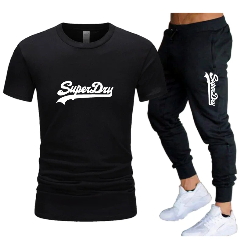 

2021 Summer Fashion Leisure brand Men Set Tracksuit Sportswear Track Suits Male Sweatsuit Short Sleeves T shirt 2 piece set
