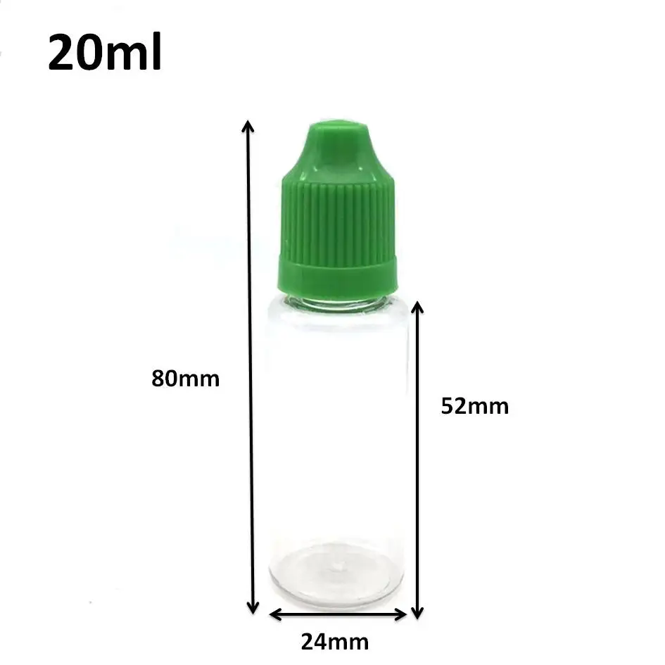 

Empty Clear PET 20ml Hard Container Plastic Dropper Bottles With Childproof Cap And Long Thin Tip Liquid Vial 50pcs