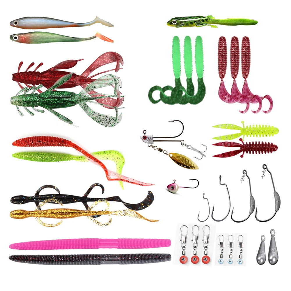 Рыболовные приманки для окуня Мягкая приманка Джеркбейт набор червей ползания